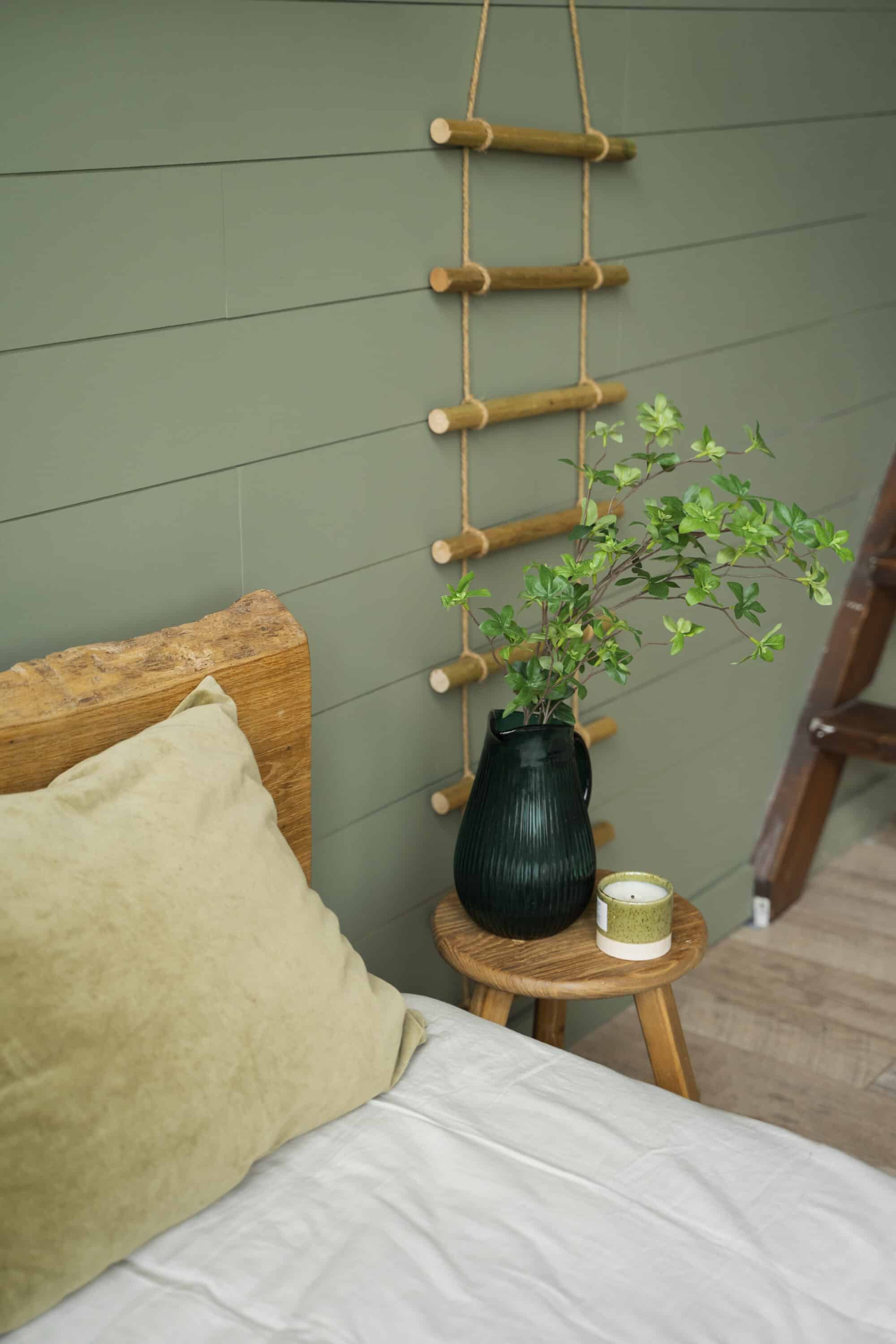Chambre lumineuse et naturelle avec plantes vertes, décoration saine, peinture écologique à Montpellier